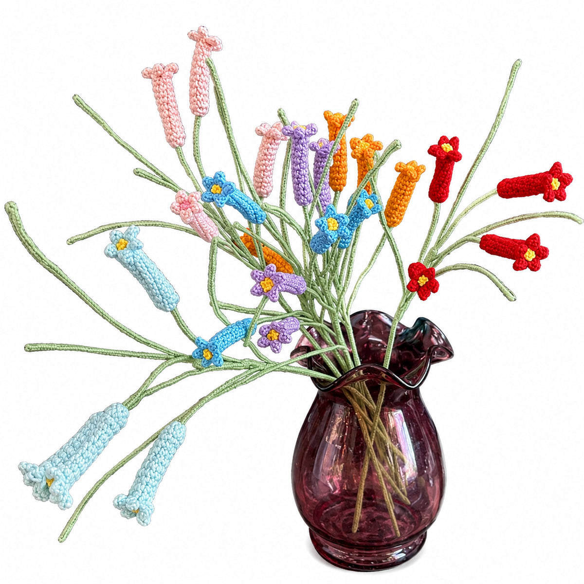 Handmade Crochet Hanging Tubular Flower Stems