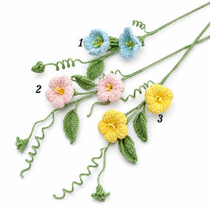 Handmade Crochet Pastel Morning Glory Stems