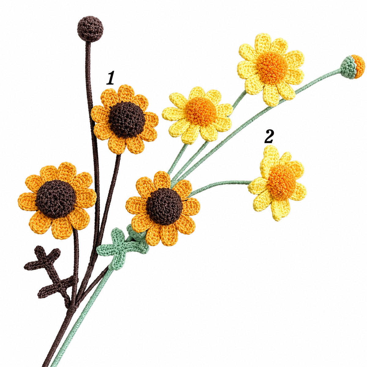 Handmade Crochet Roman Holiday Mini Daisy Stems