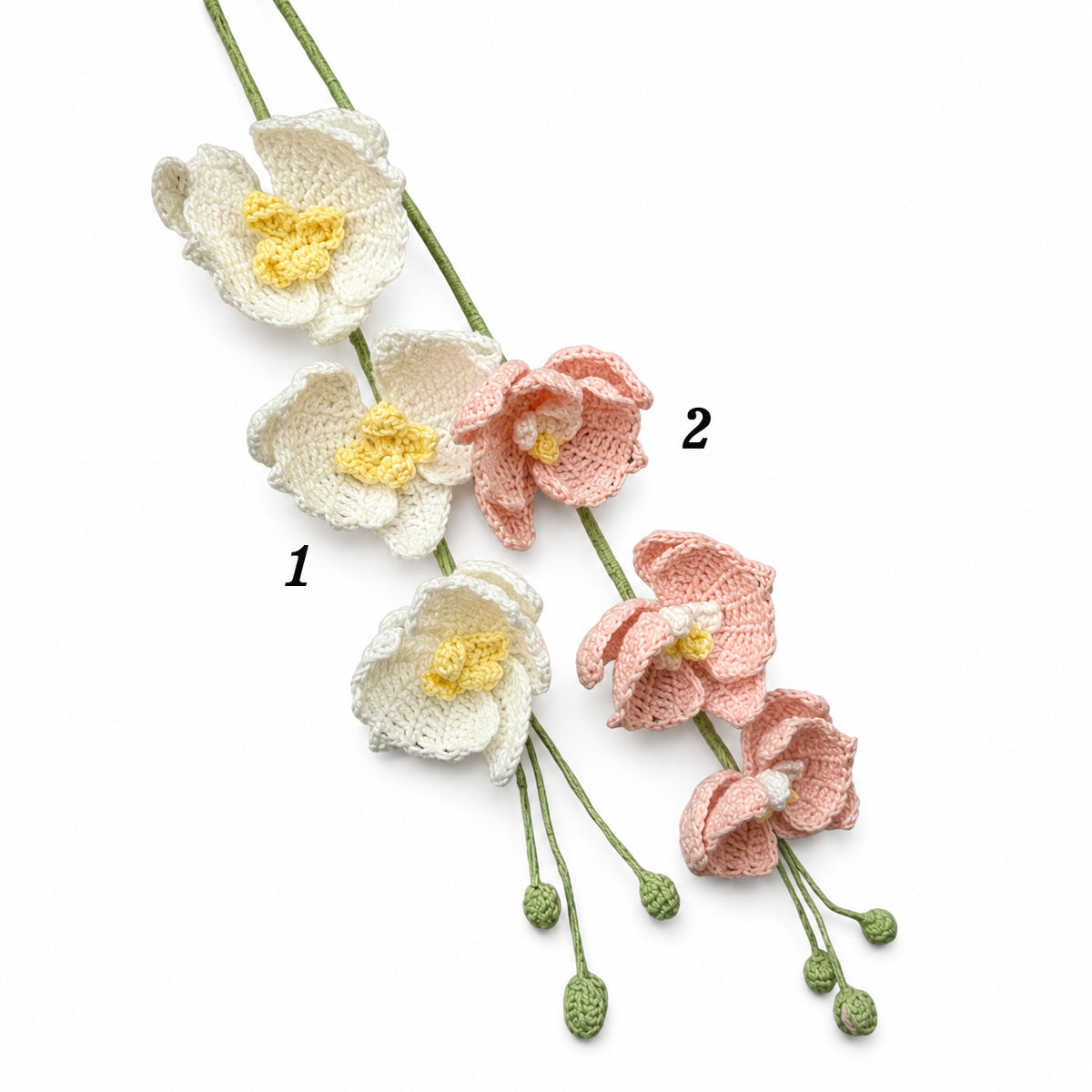 Handmade Crochet Cascading Phalaenopsis Orchid Stem