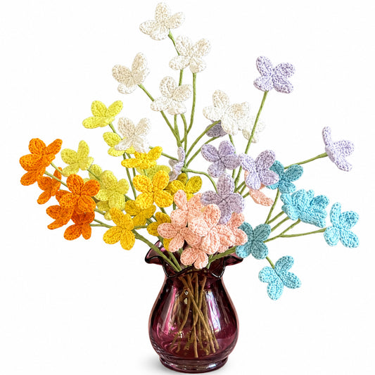 Handmade Crochet Seven-Bloom Fairy Flower Stems