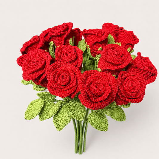 Handmade Crochet Rose in Glass