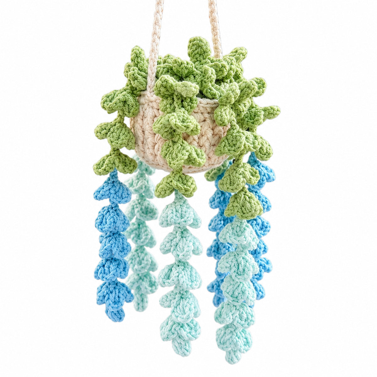 Handmade Crochet Lavender Hanging Plant Basket