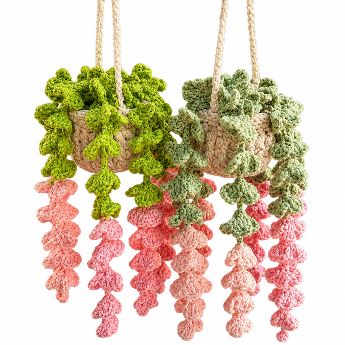 Handmade Crochet Lavender Hanging Plant Basket