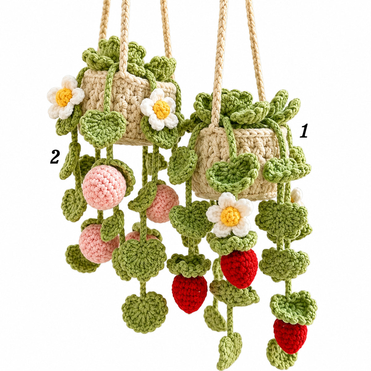 Handmade Crochet Strawberry Hanging Basket