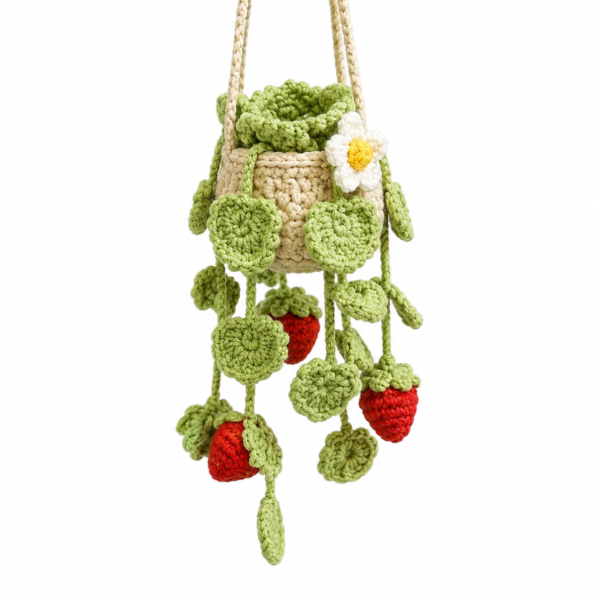 Handmade Crochet Strawberry Hanging Basket