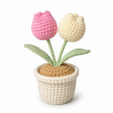 Handmade Crochet Fuzzy Tulip Potted Plant