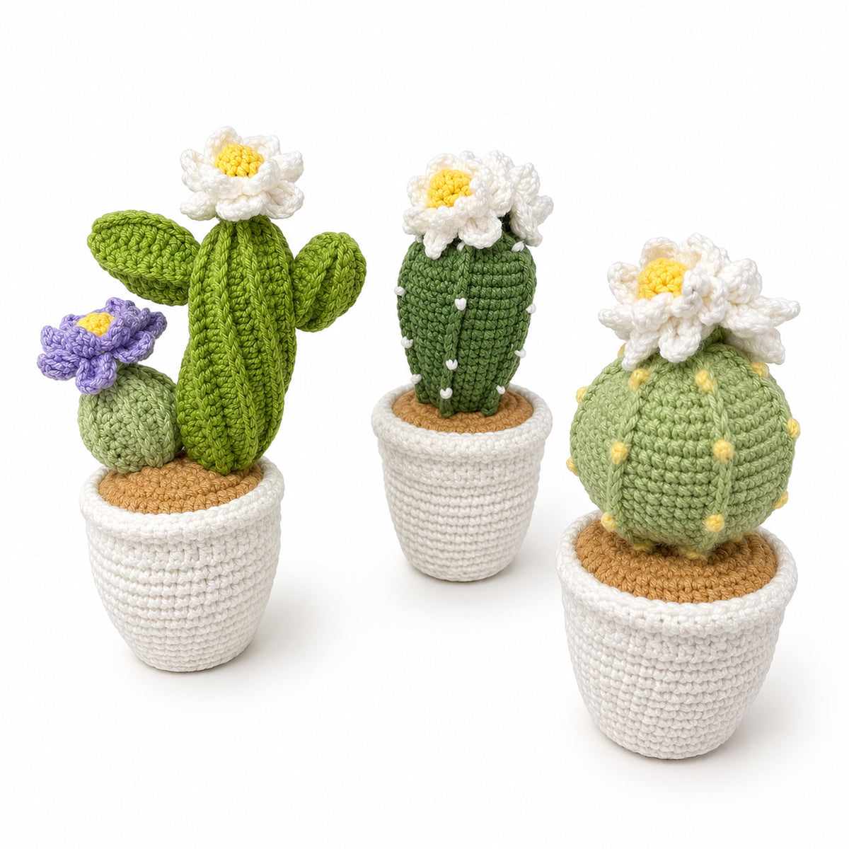 Handmade Crochet Flowering Cactus Potted Plant