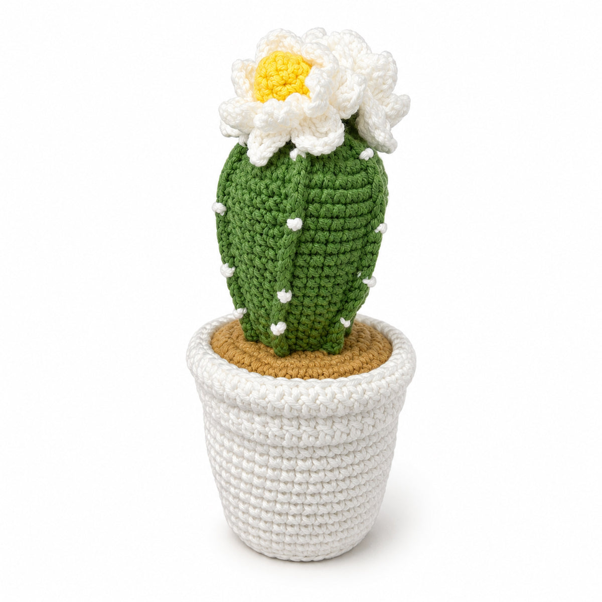 Handmade Crochet Flowering Cactus Potted Plant