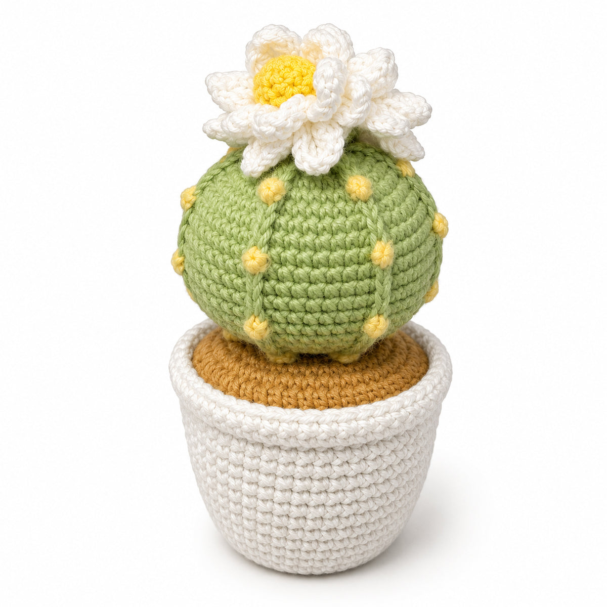 Handmade Crochet Flowering Cactus Potted Plant