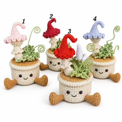 Handmade Crochet Sitting Mushroom Pot