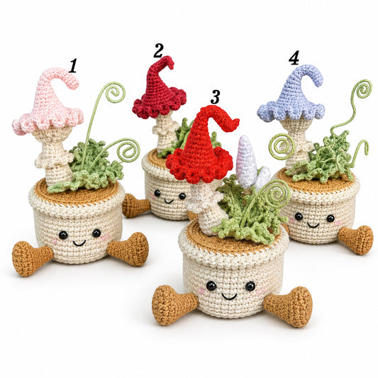 Handmade Crochet Sitting Mushroom Pot