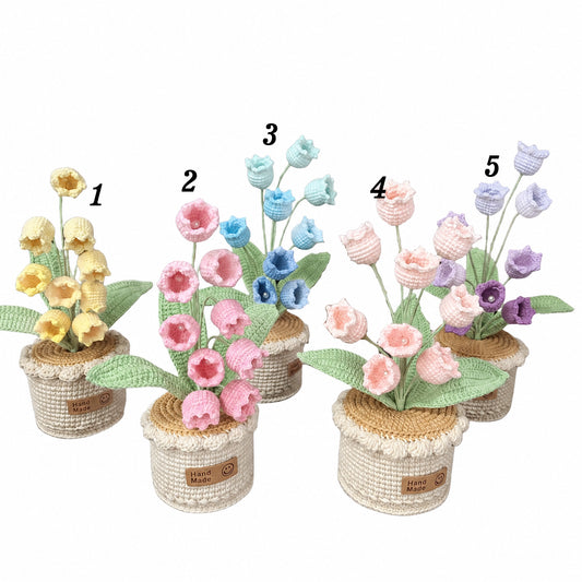 Handmade Crochet Sweet Pea Potted Plant