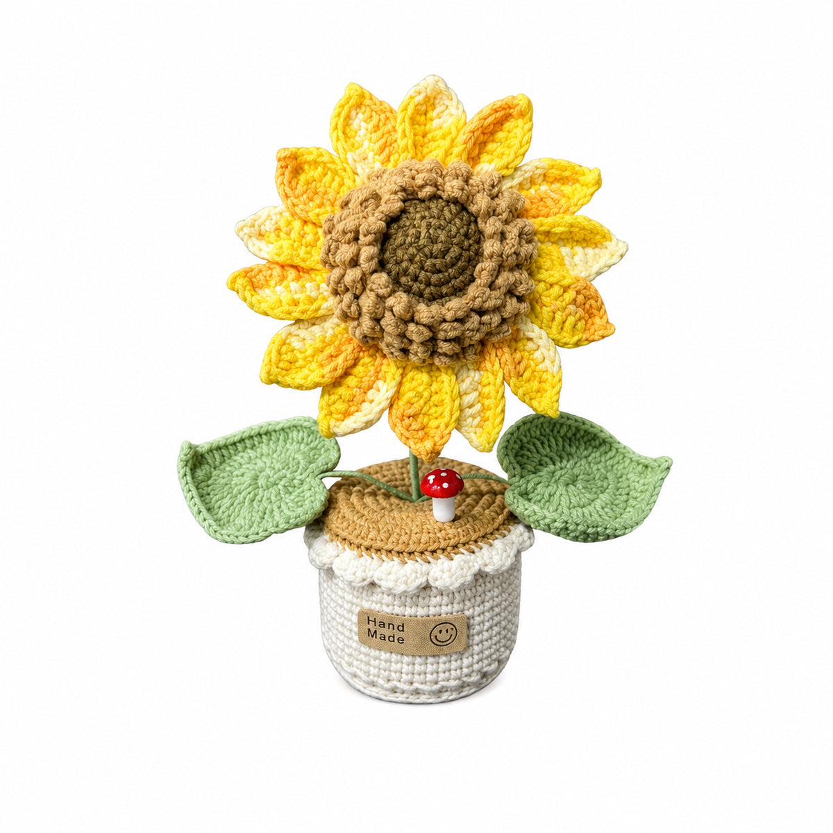 Handmade Crochet Single Sunflower Potted Plant