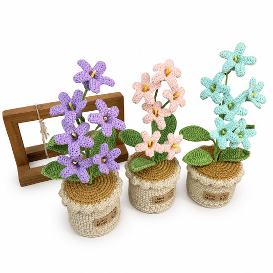 Handmade Crochet Star Flower Potted Plant