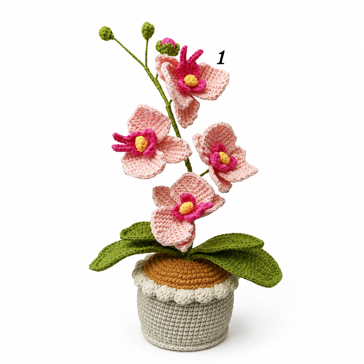 Handmade Crochet Phalaenopsis Orchid Potted Plant