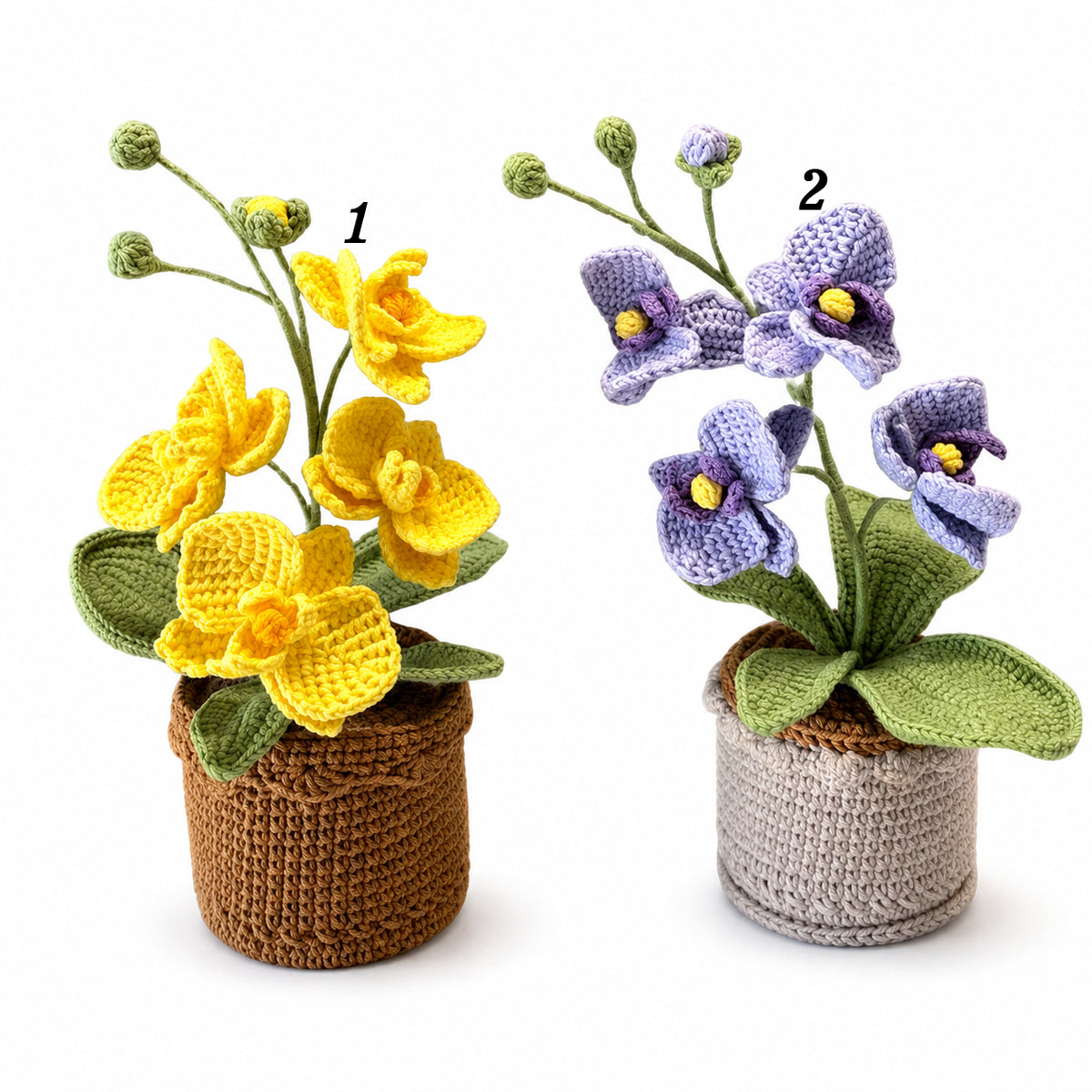 Handmade Crochet Phalaenopsis Orchid Potted Plant