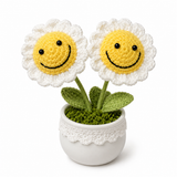Handmade Crochet Smiling Daisy Potted Plant