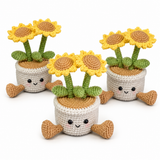Handmade Crochet Sitting Sunflower Pot