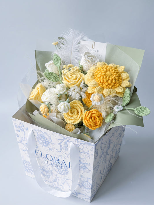 Yellow Crochet Roses Bouquet