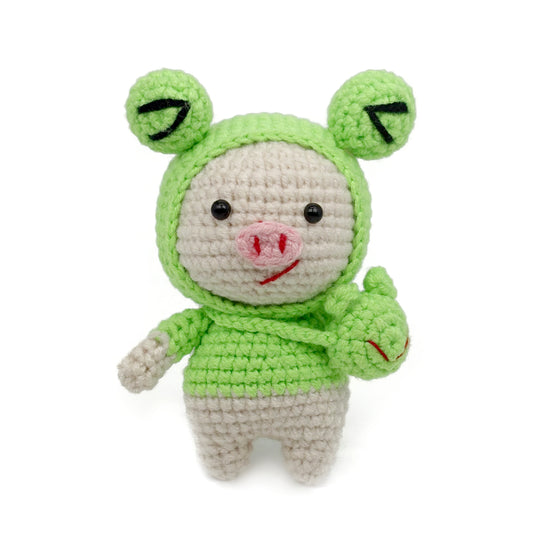 Crochet Pig Plush Doll Set, Handmade Amigurumi Animal Toys for Kids Gift