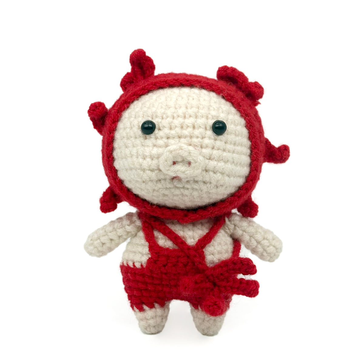 Crochet Pig Plush Doll Set, Handmade Amigurumi Animal Toys for Kids Gift