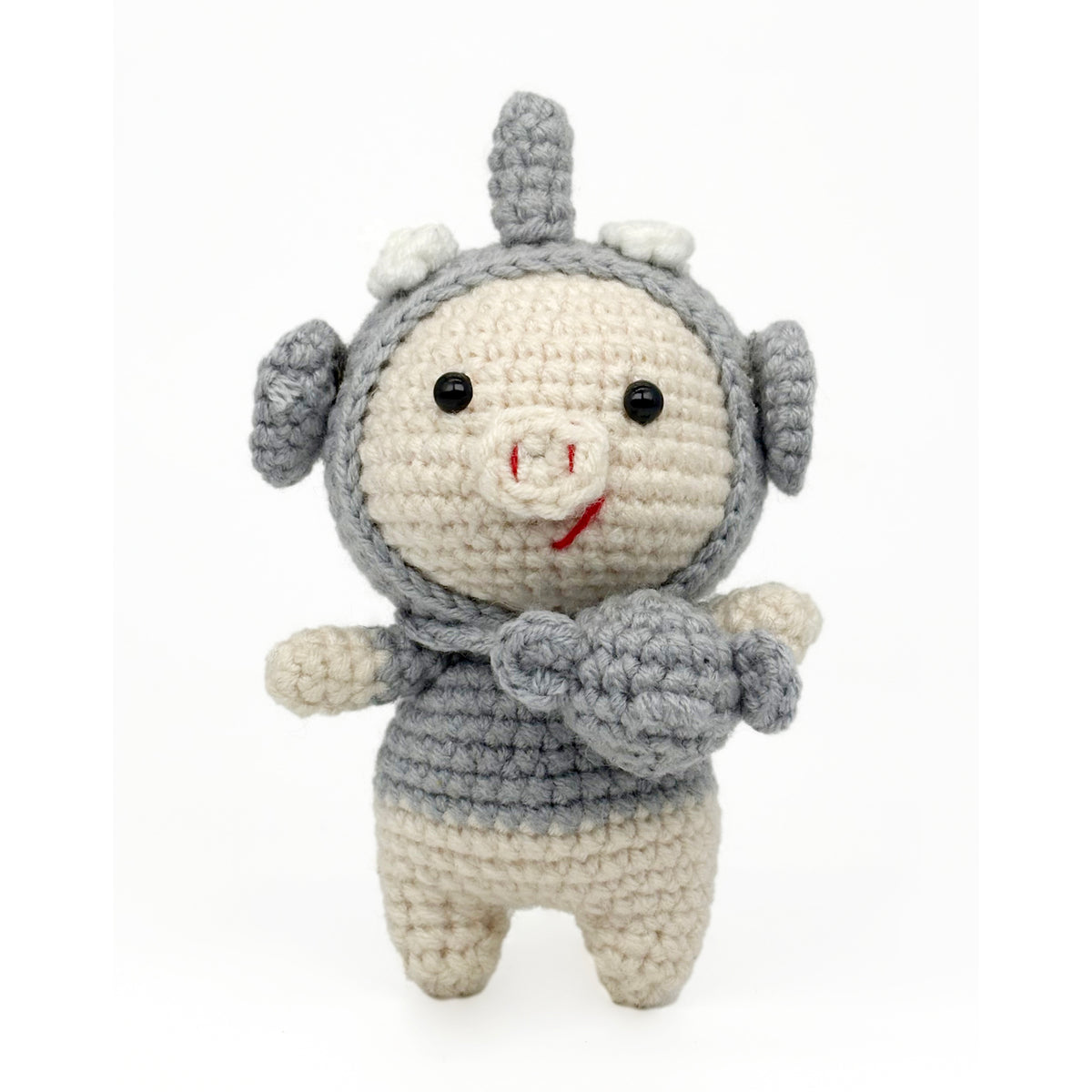 Crochet Pig Plush Doll Set, Handmade Amigurumi Animal Toys for Kids Gift
