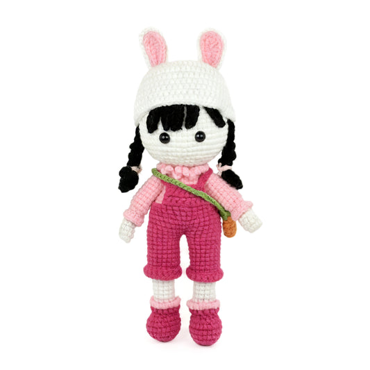 Crochet Bunny Girl Doll, Handmade Amigurumi Plush Toy for Kids Gift