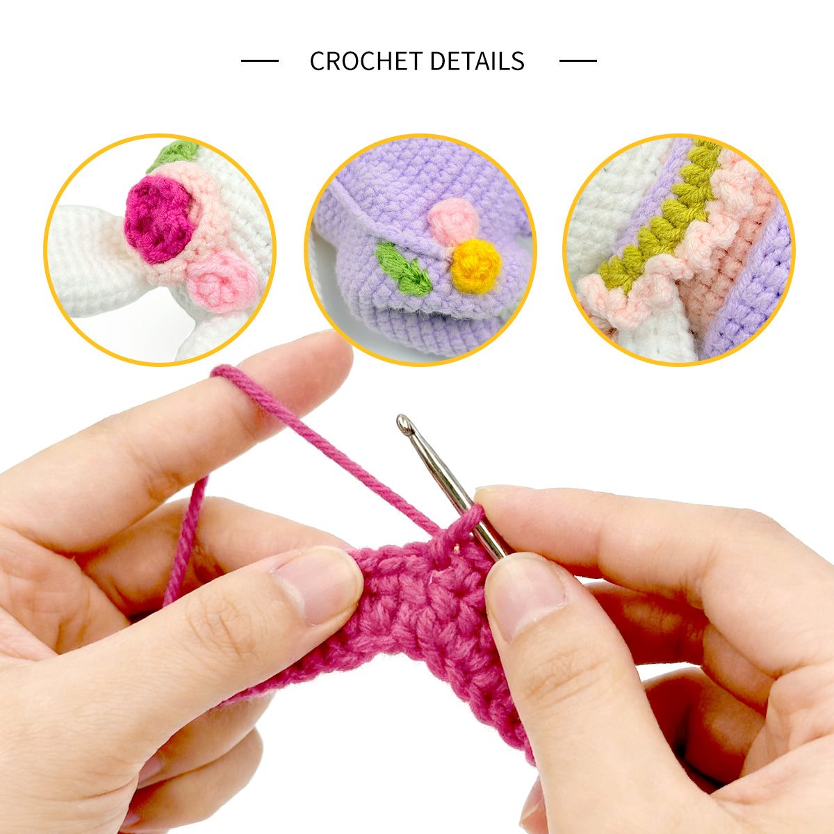 Crochet Bunny Doll, Handmade Amigurumi Rabbit Plush Toy for Kids Gift