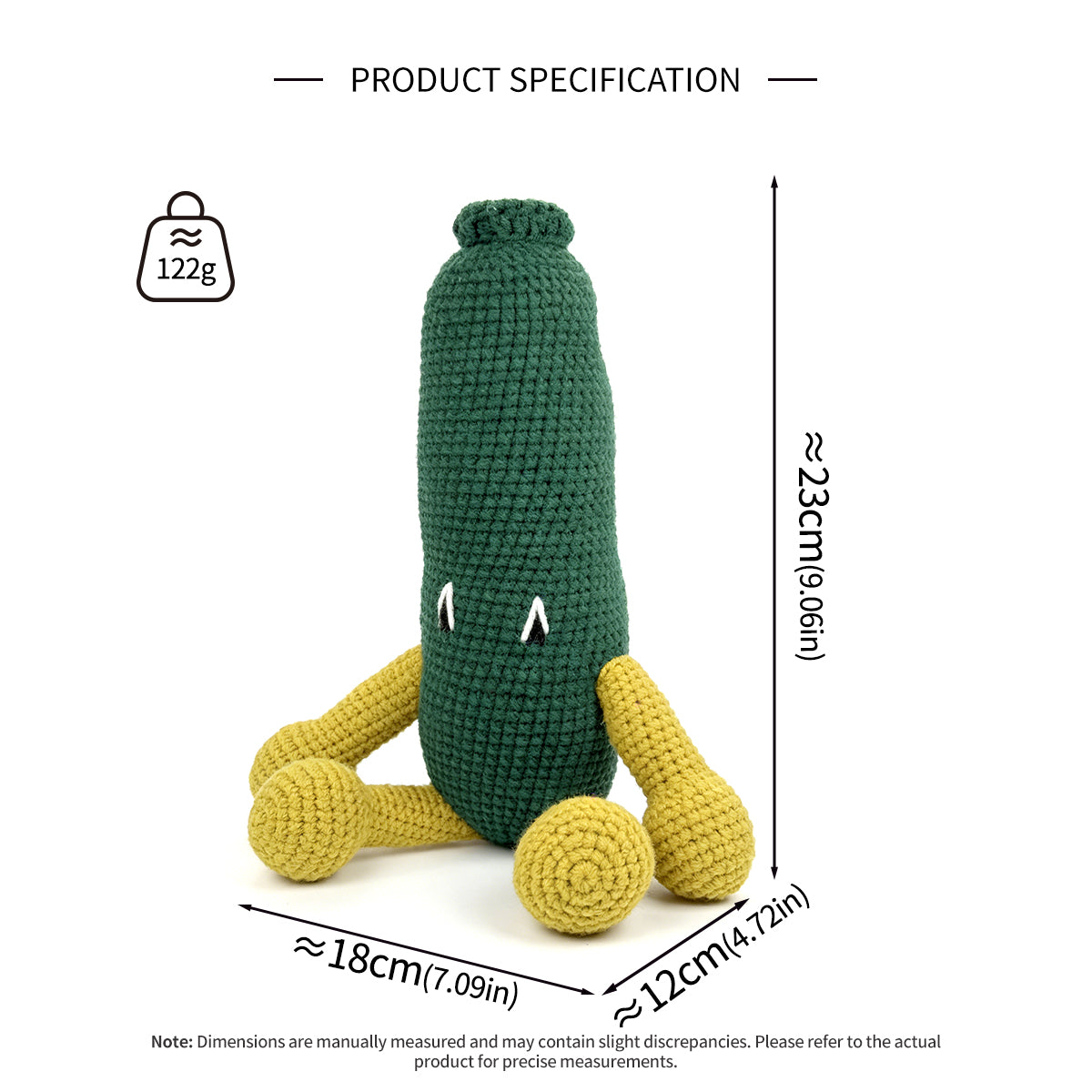 Crochet Cucumber Plush Toy, Handmade Amigurumi Vegetable Doll Gift