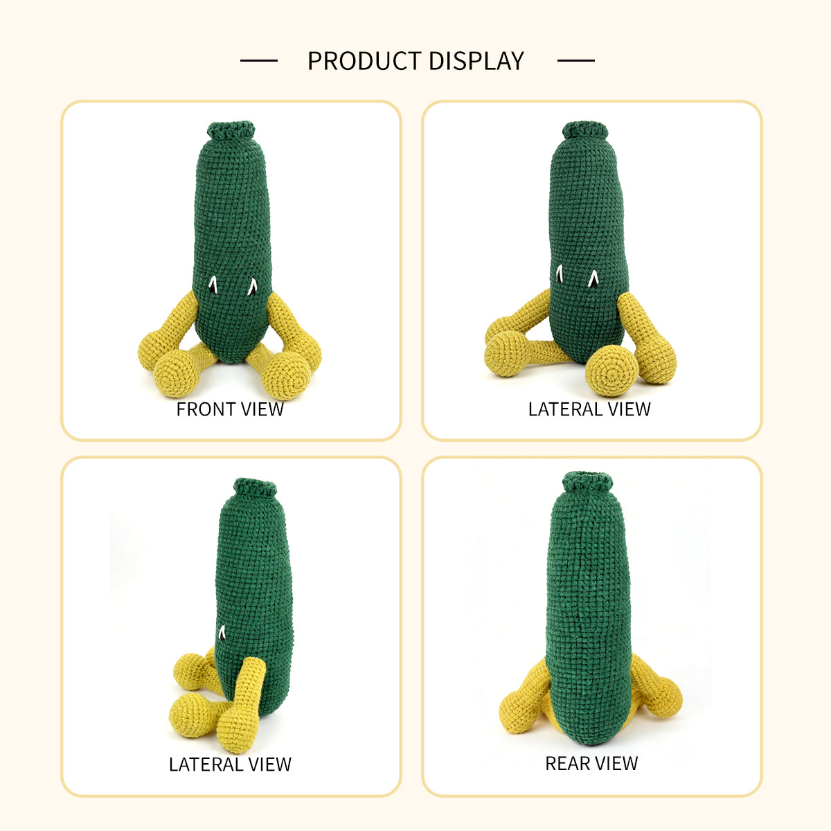 Crochet Cucumber Plush Toy, Handmade Amigurumi Vegetable Doll Gift