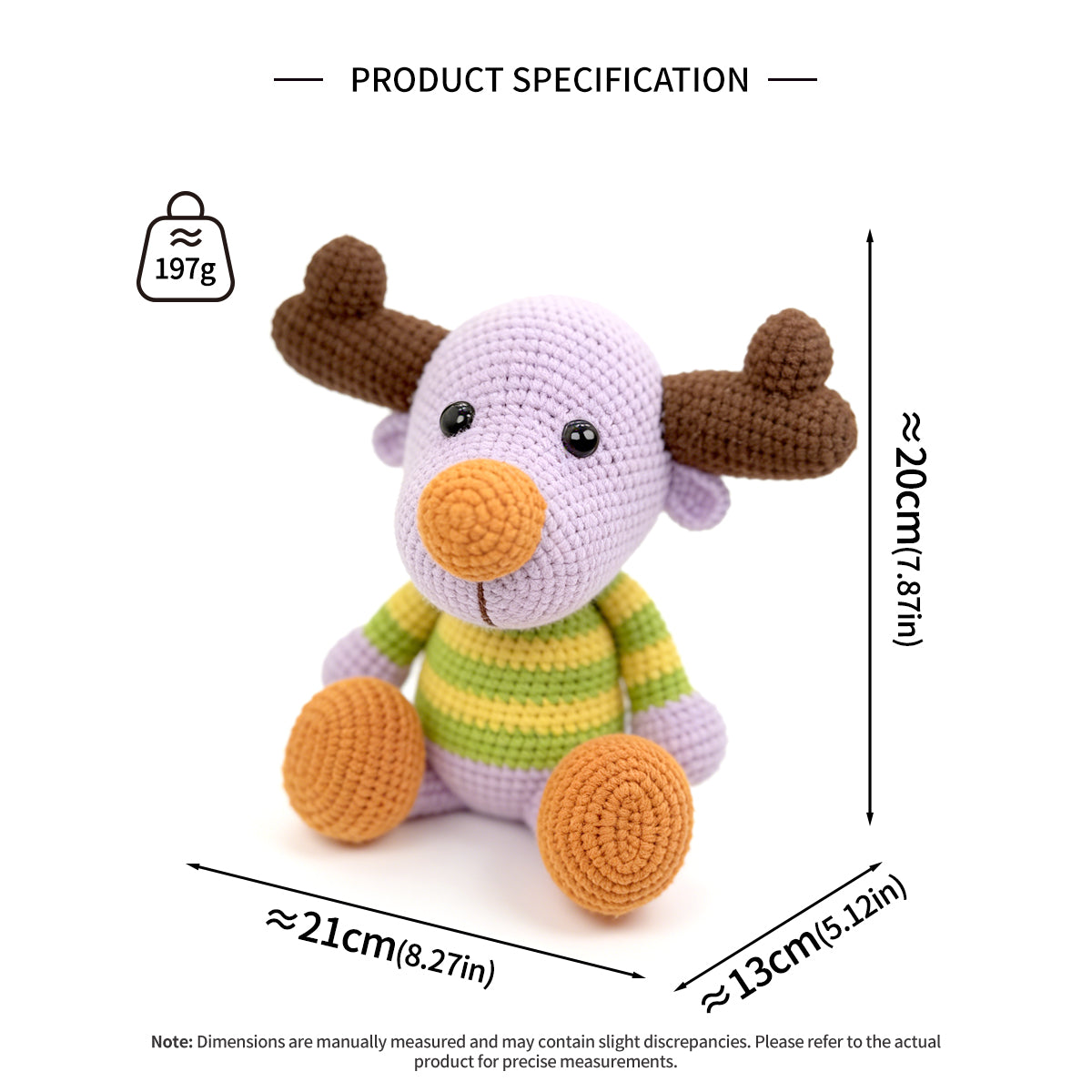 Handmade Crochet Moose Plush Toy - Colorful Amigurumi Woodland Baby Gift