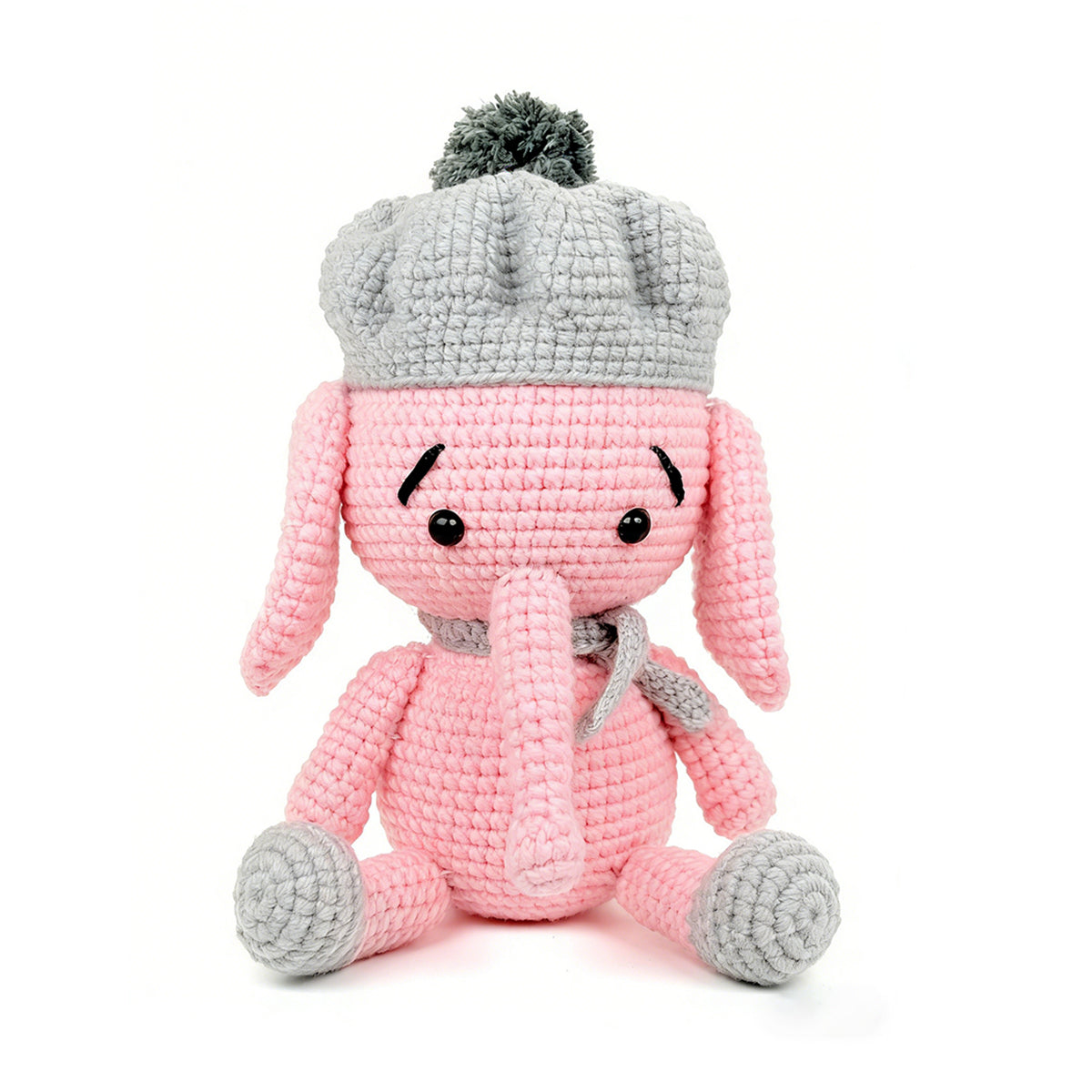 Crochet Pink Elephant Plush Toy, Handmade Amigurumi Animal Doll Gift