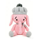 Crochet Pink Elephant Plush Toy, Handmade Amigurumi Animal Doll Gift
