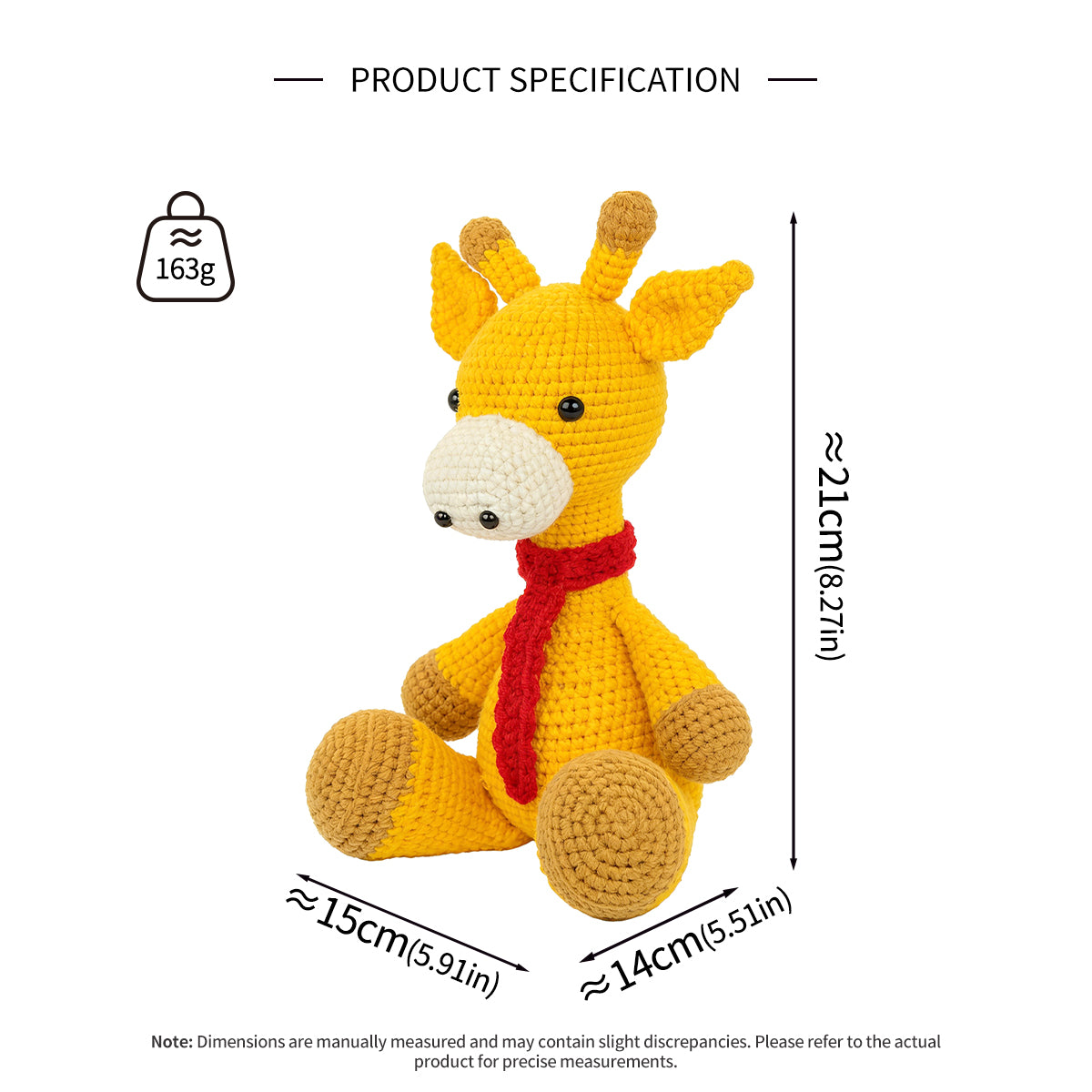 Crochet Giraffe Plush Toy, Handmade Amigurumi Animal Doll for Kids Gift