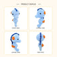 Crochet Seahorse Plush Toy, Handmade Blue Amigurumi Ocean Animal Doll Gift