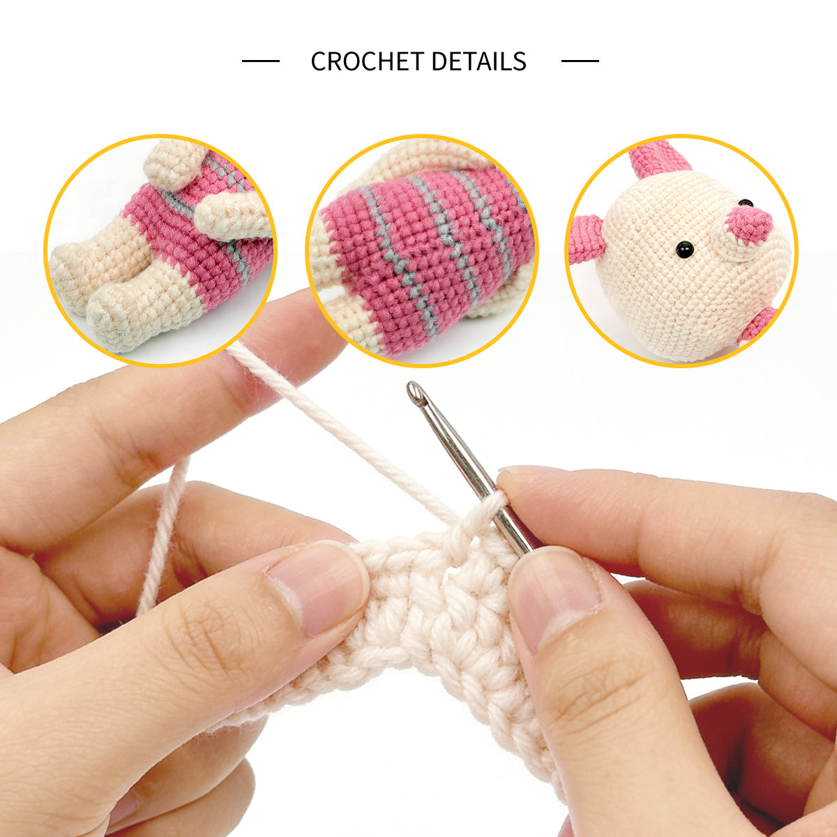 Handmade Crochet Pink Pig Plush - Cute Amigurumi Baby Pig Toy