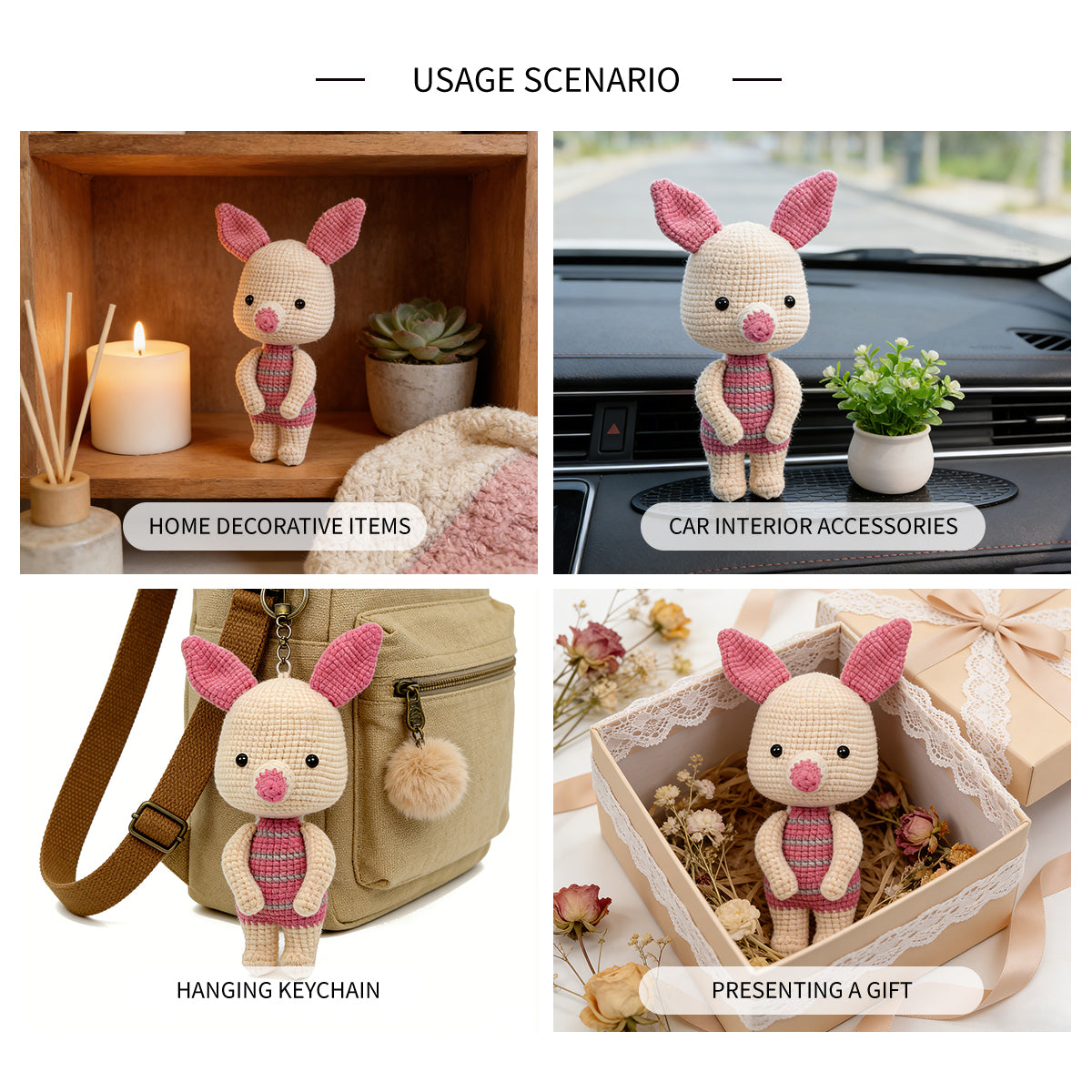 Handmade Crochet Pink Pig Plush - Cute Amigurumi Baby Pig Toy
