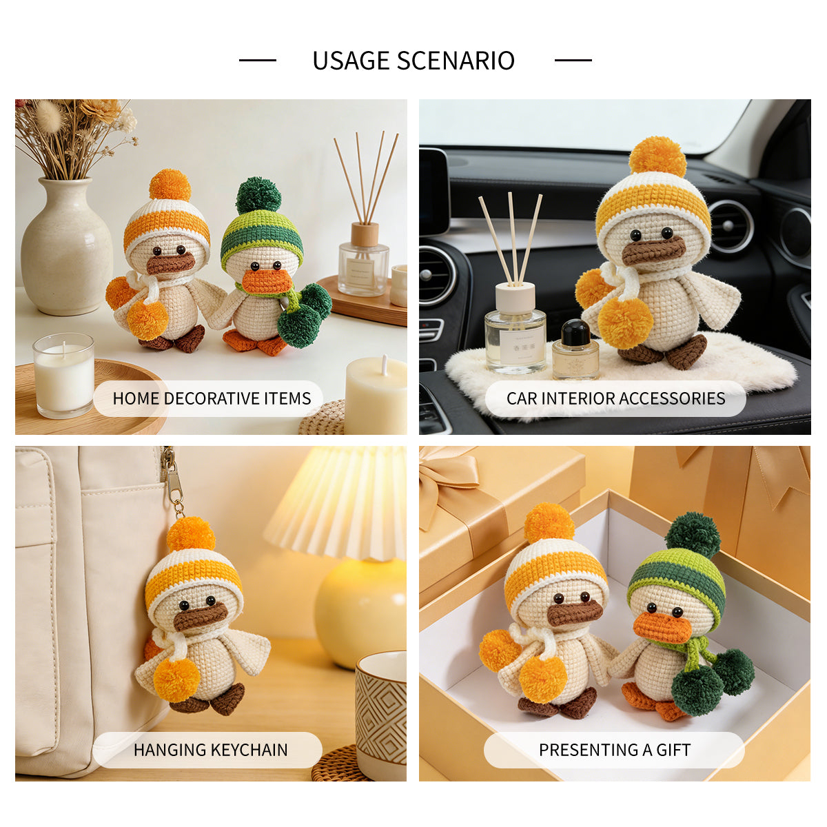 Matching Winter Duck Amigurumi Dolls - Cute Crochet Couple Plushies Gift