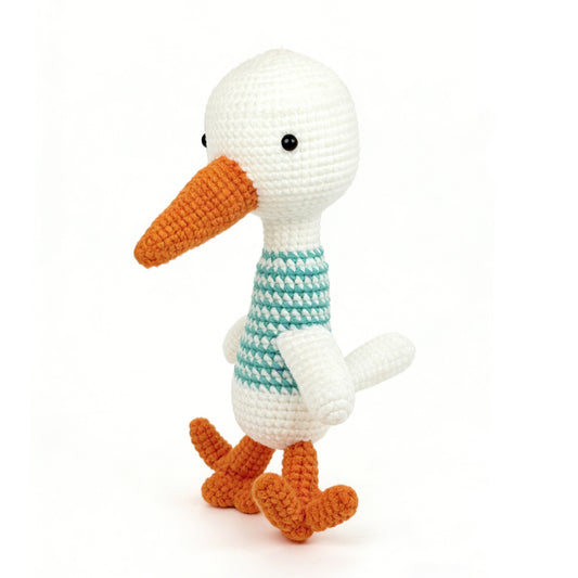 Crochet Stork Plush Toy, Handmade Amigurumi Bird Doll Gift