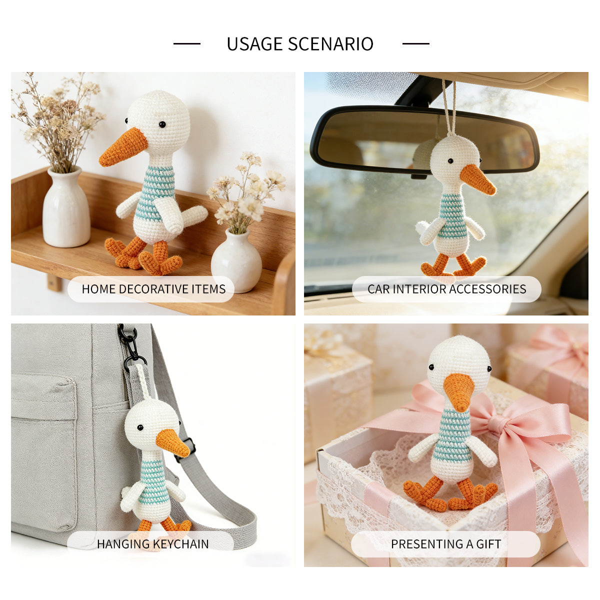 Crochet Stork Plush Toy, Handmade Amigurumi Bird Doll Gift