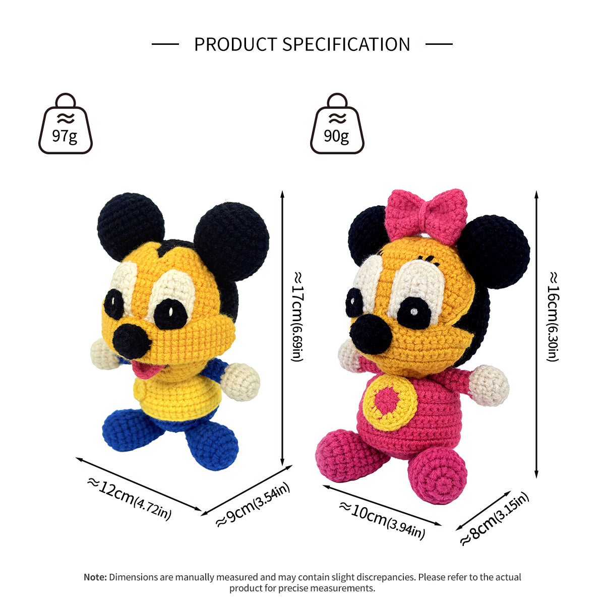 Crochet Mouse Plush Toy Set, Handmade Amigurumi Animal Dolls Gift