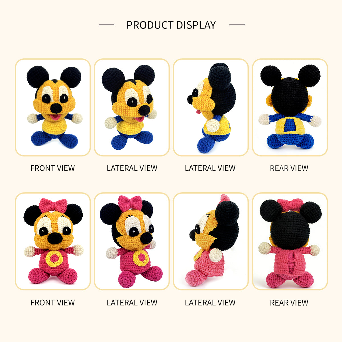 Crochet Mouse Plush Toy Set, Handmade Amigurumi Animal Dolls Gift