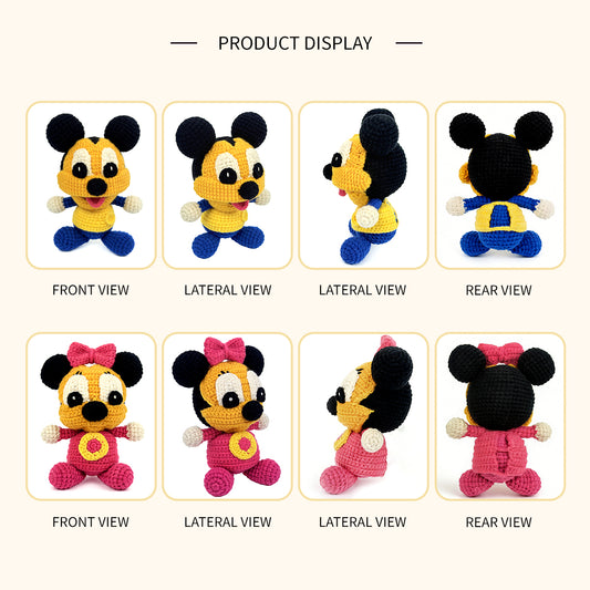 Crochet Mouse Plush Toy Set, Handmade Amigurumi Animal Dolls Gift