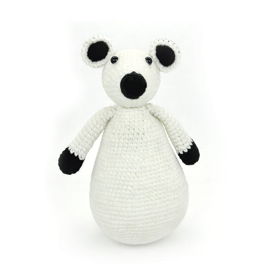 Handmade Crochet Polar Bear Plush - Black and White Sensory Baby Toy