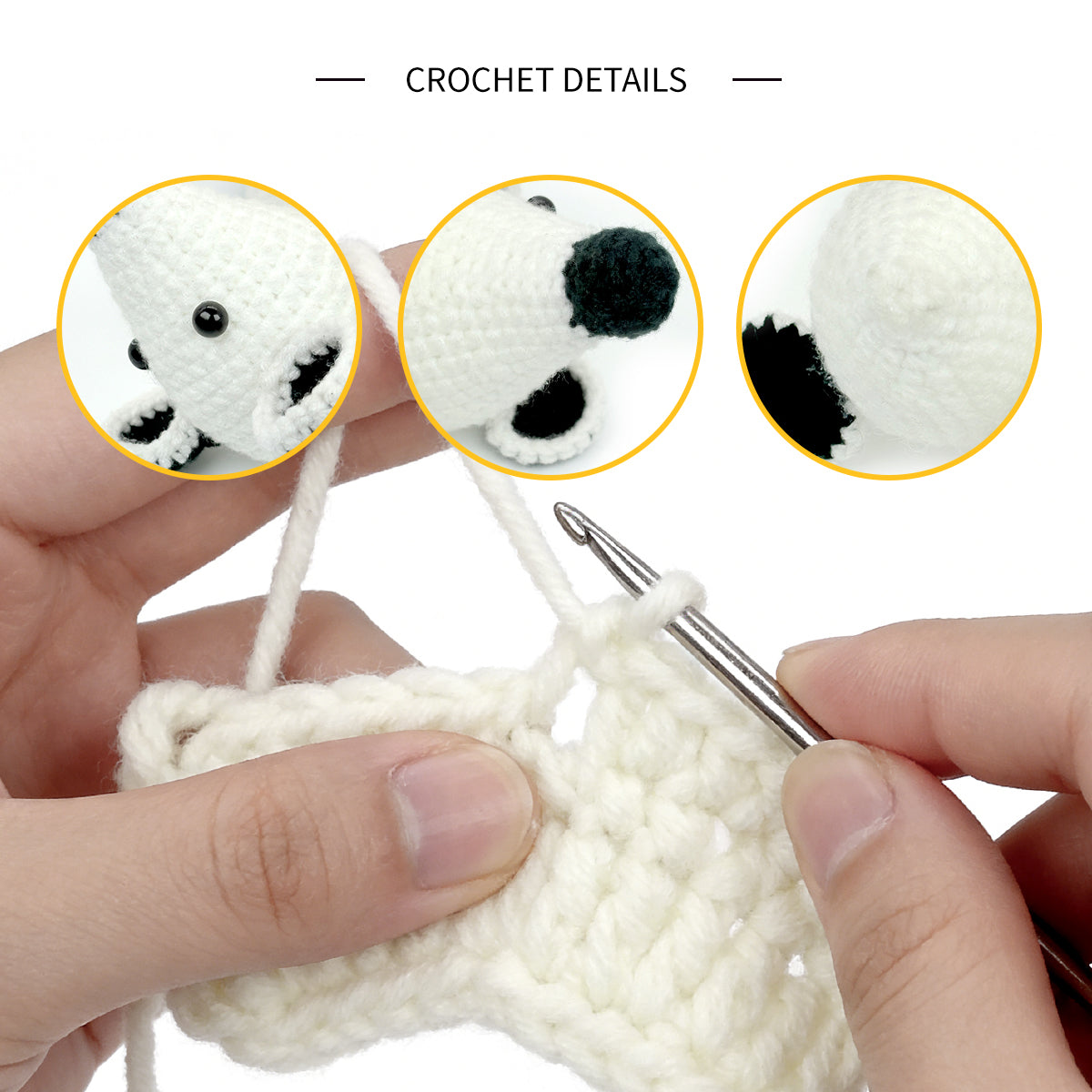 Handmade Crochet Polar Bear Plush - Black and White Sensory Baby Toy