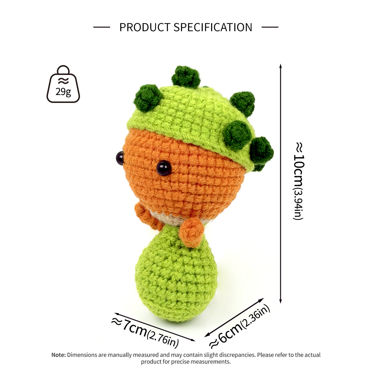 Handmade Crochet Dinosaur Plush Toy - Cute Amigurumi Dino Baby Gift