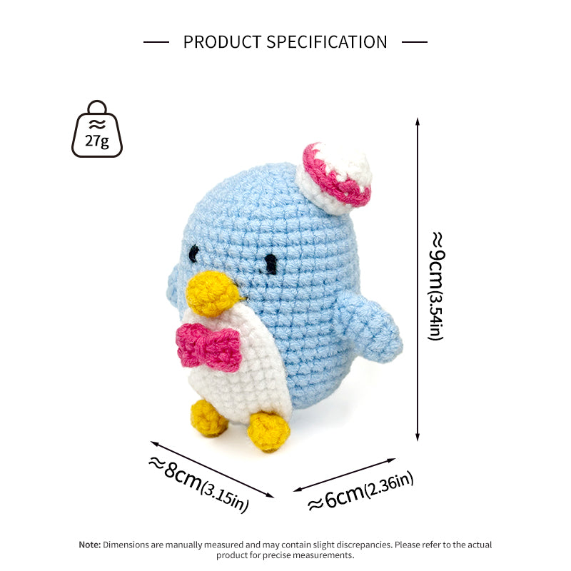 Blue Crochet Penguin Plush Toy