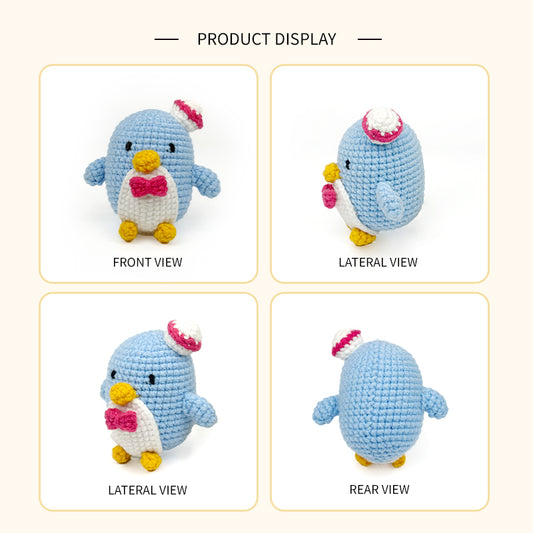 Blue Crochet Penguin Plush Toy