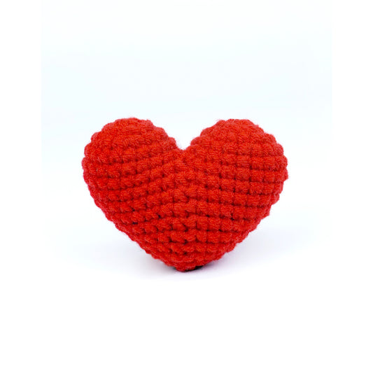 Red Crochet Heart Plush Toy